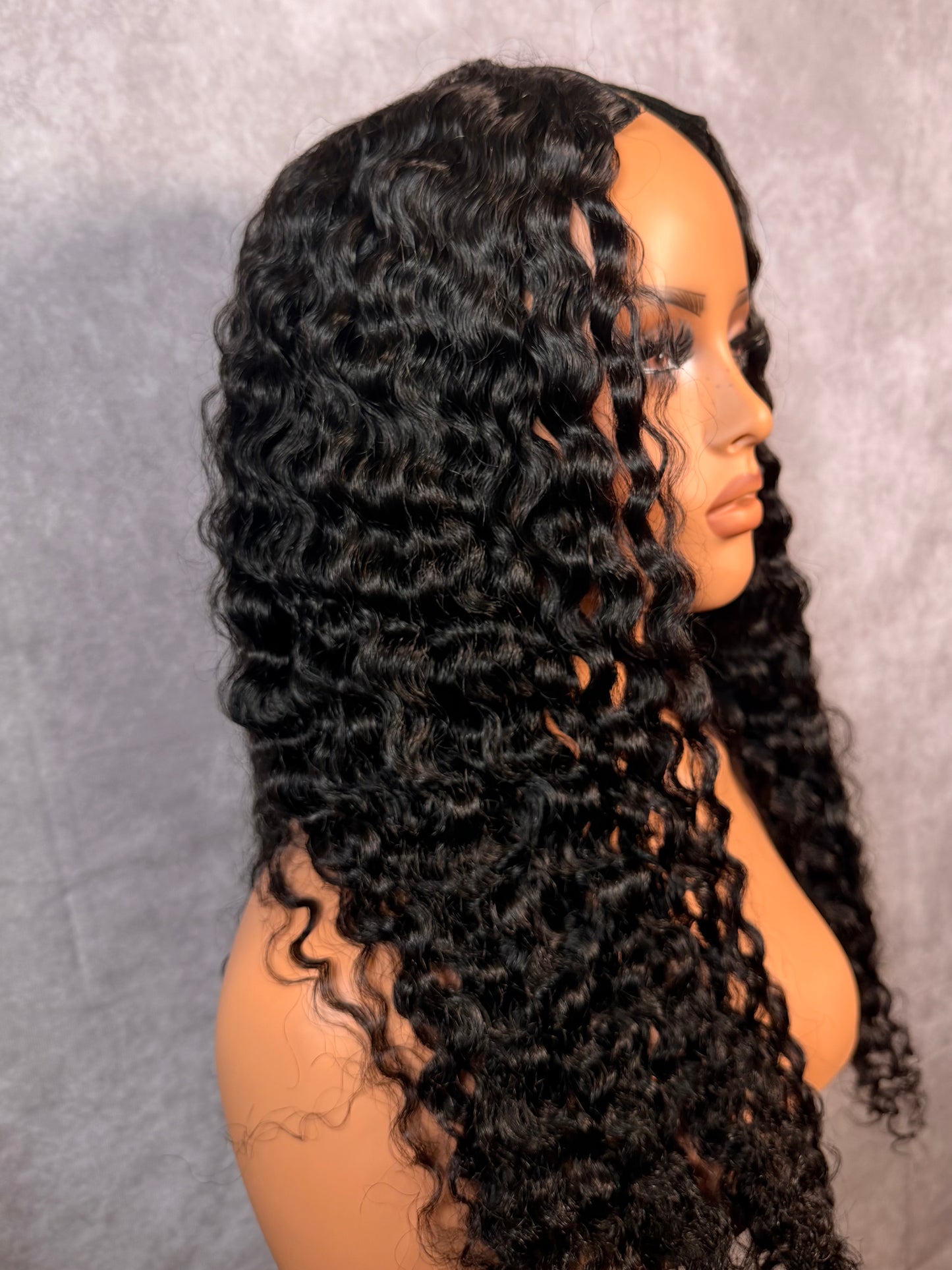 Unit #006 Deep Curly V-Part Wig 24” Natural Black