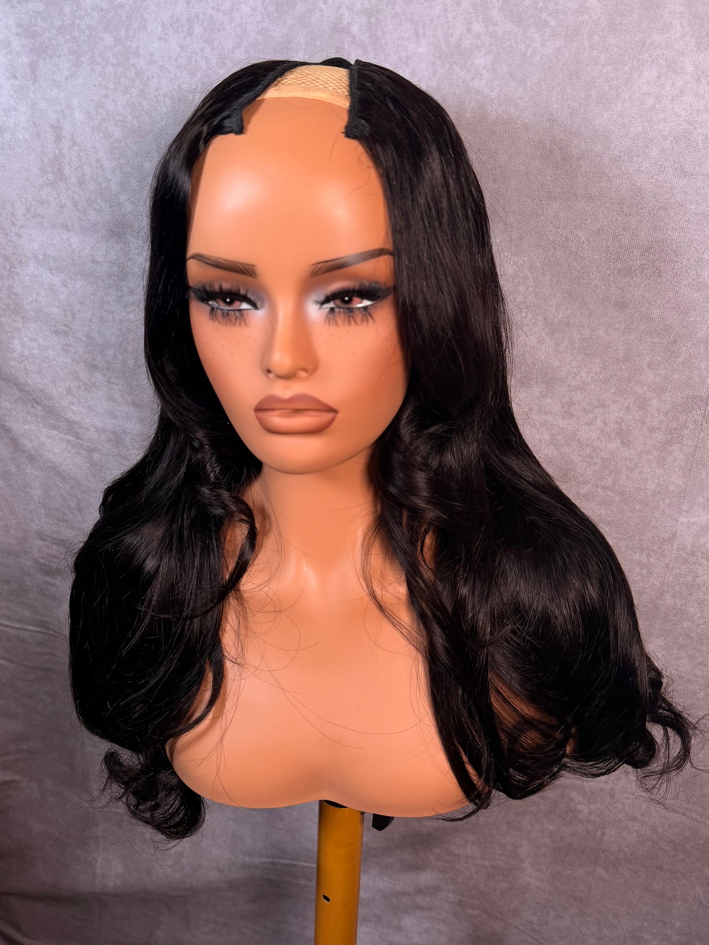 Unit #011 Straight U-Part wig 22” Natural Blacked Styled Curls
