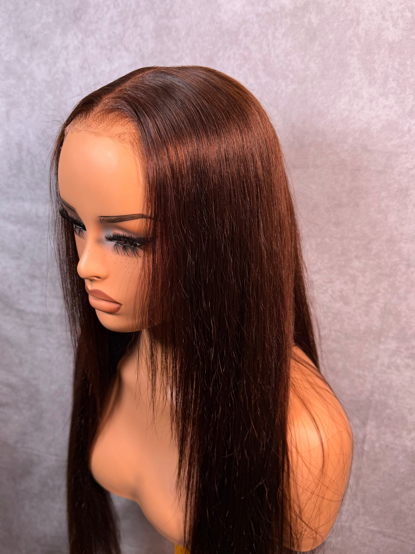 Unit #001 Chestnut Straight 26” 13x6 Middle Part HD Lace Glueless