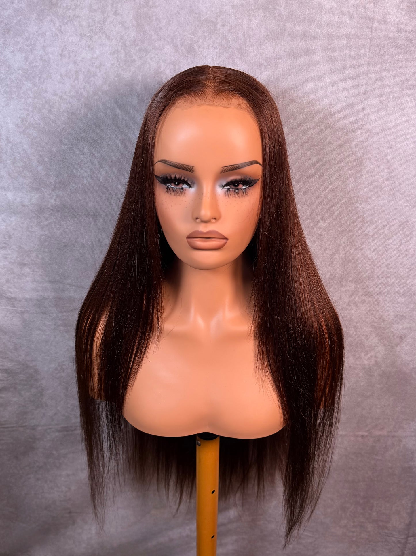 Unit #001 Chestnut Straight 26” 13x6 Middle Part HD Lace Glueless