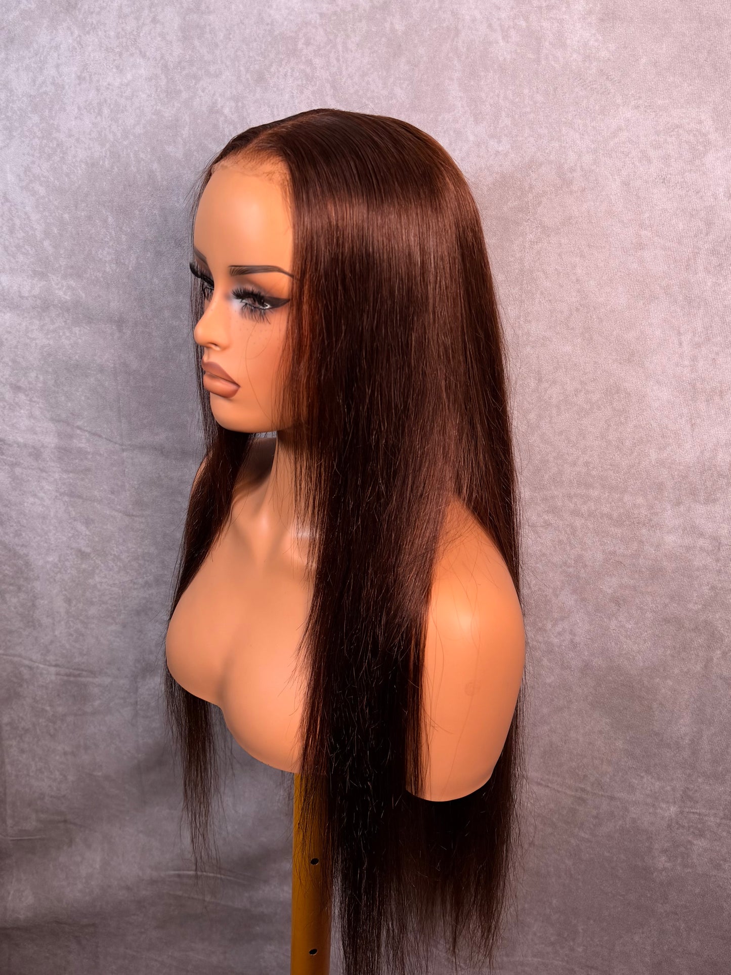 Unit #001 Chestnut Straight 26” 13x6 Middle Part HD Lace Glueless
