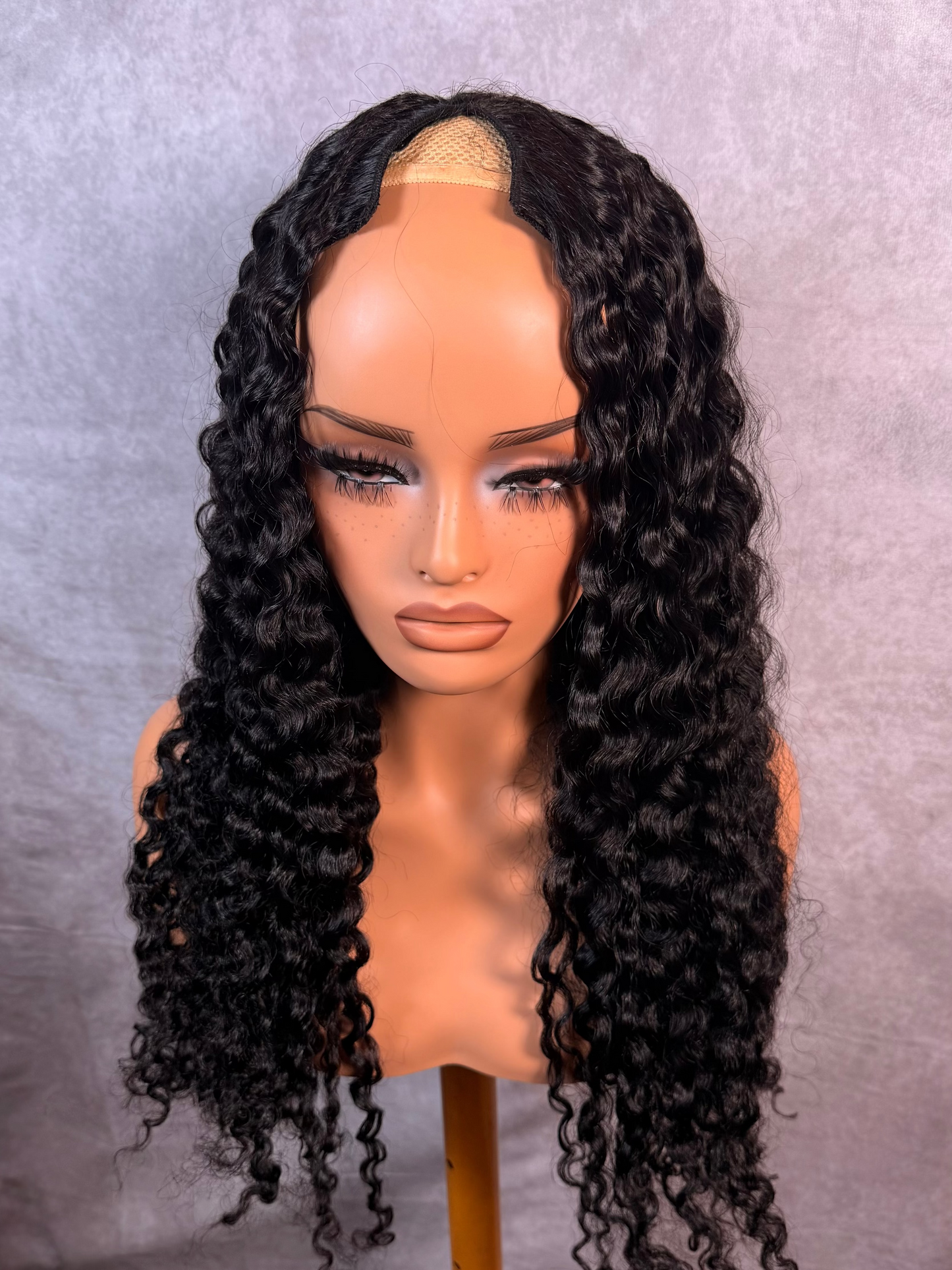 Unit #006 Deep Curly V-Part Wig 24” Natural Black