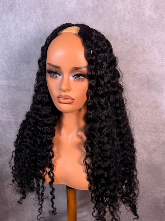 Unit #006 Deep Curly V-Part Wig 24” Natural Black