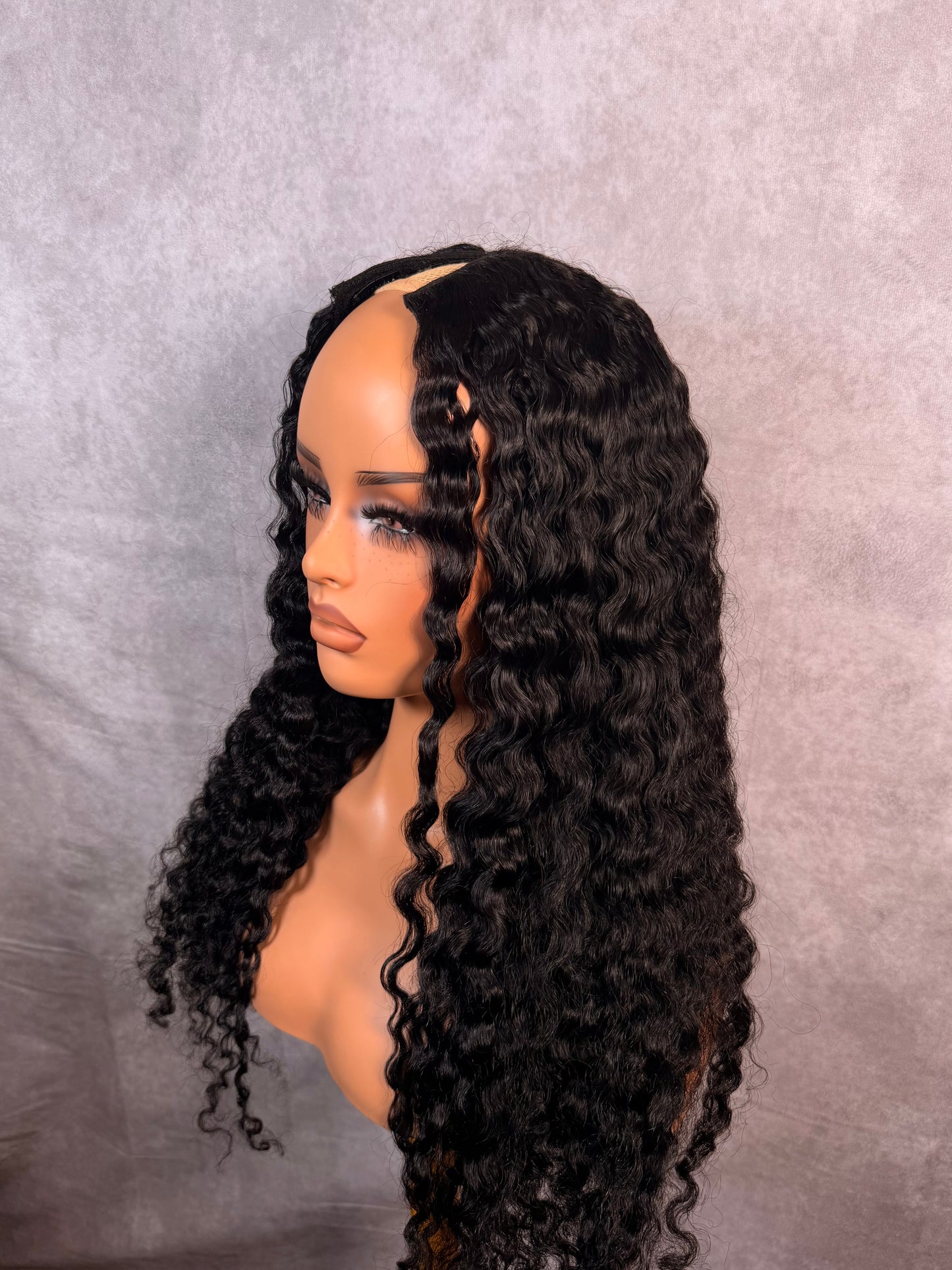 Unit #006 Deep Curly V-Part Wig 24” Natural Black