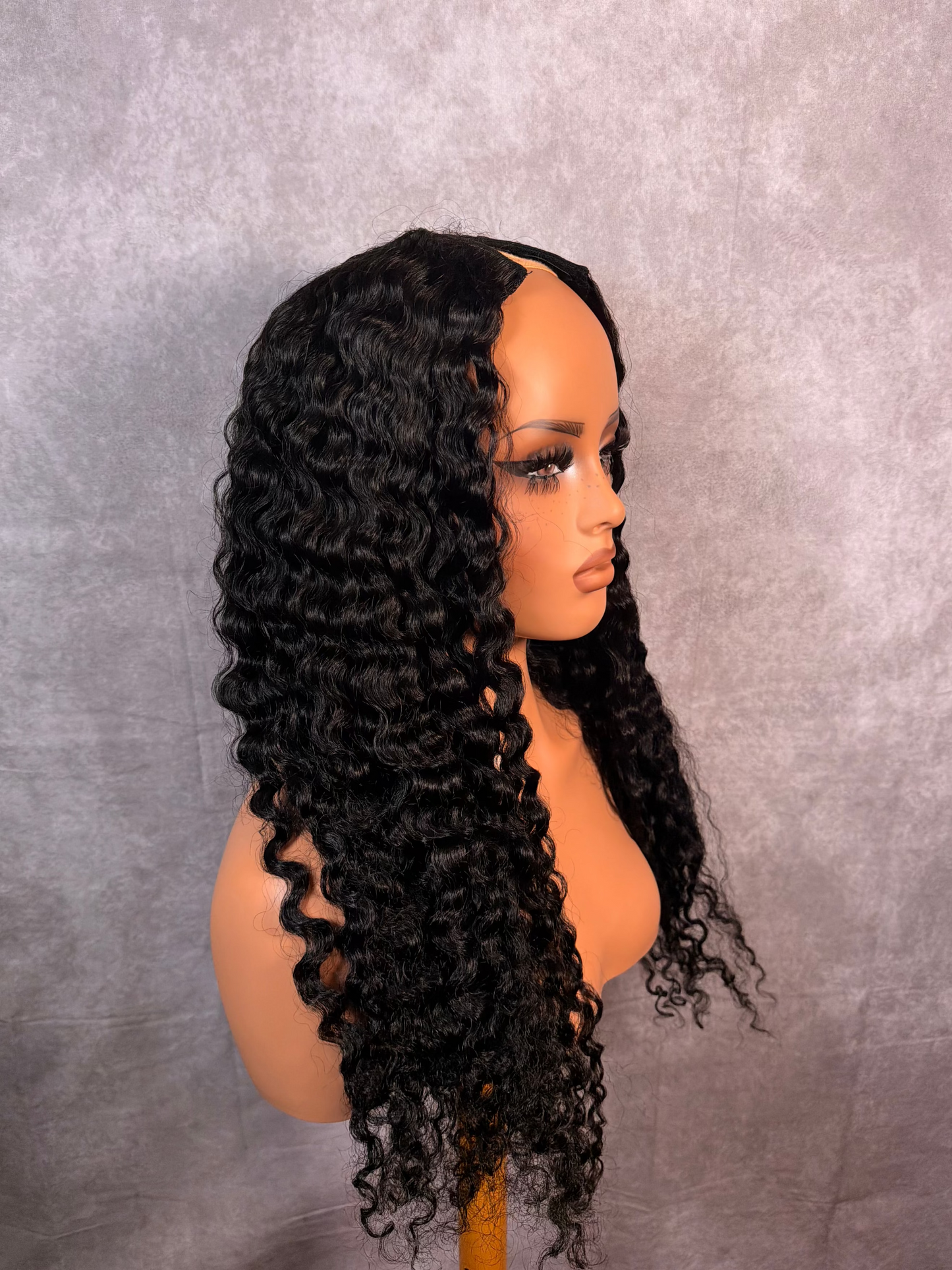 Unit #006 Deep Curly V-Part Wig 24” Natural Black